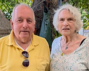 Giora Itzhak Yardeni, Dr. Gisella Perl's grandson, met with Dr. Rochelle G. Saidel in Jerusalem for a preliminary discussion about the forthcoming film.